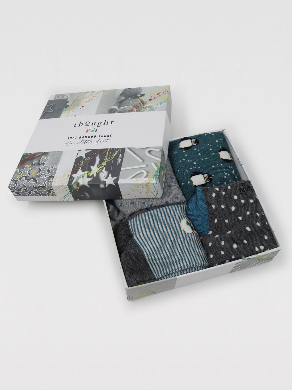 MERI CHRISTMAS KIDS 4 SOCKS GIFT BOX - MULTI